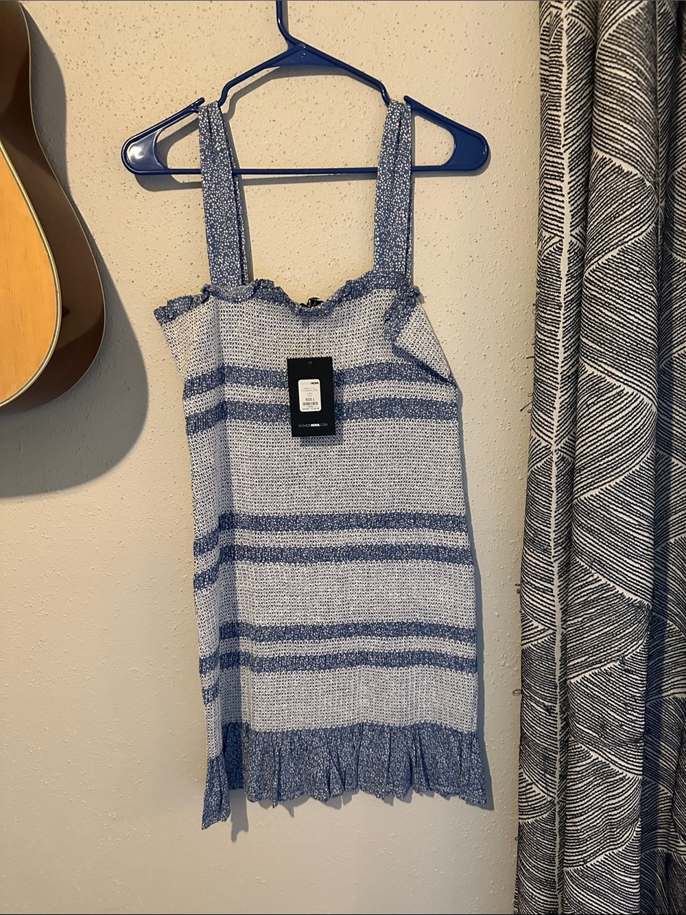 Fashion Nova Blue and White Striped Mini Dress